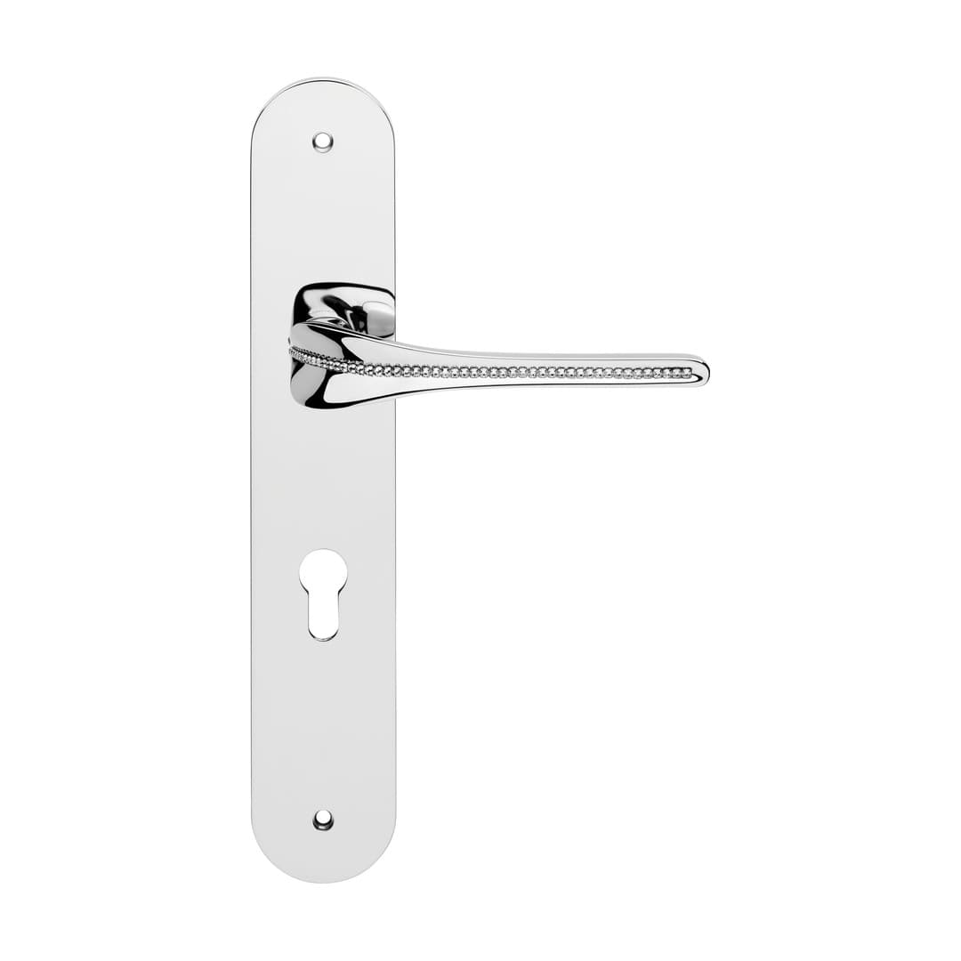 Linea Calì Spirit Mesh – Πόμολο Πόρτας Πλάκα – Door handle on plate art.1595 – Polished chrome (1453 PL CR)