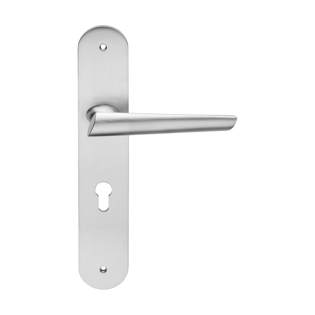 Linea Calì Kendo – Πόμολο Πόρτας Πλάκα – Door handle on plate art.1595 – Satin chrome (1518 PL CS)