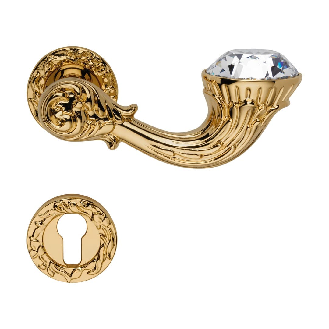 Linea Calì Brilliant Diamond – Πόμολο Πόρτας Ροζέτα – Door handle on rose art.113 – Gold plated (1525 RB 113 OZ)