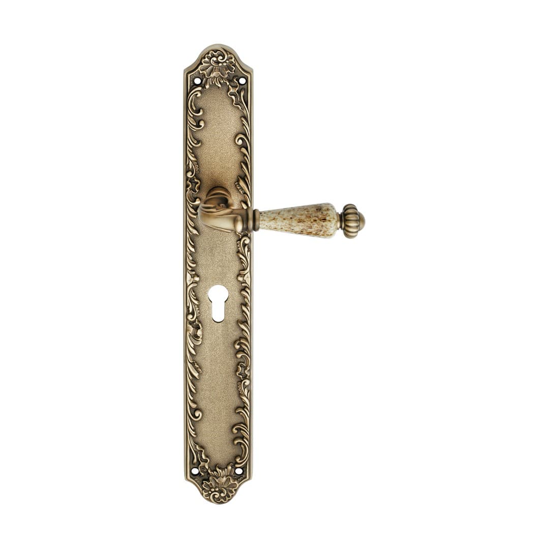 Linea Calì Ninfa Porcellana – Πόμολο Πόρτας Πλάκα – Door handle on plate art.1395 – Patiné mat (1546 PL PM)