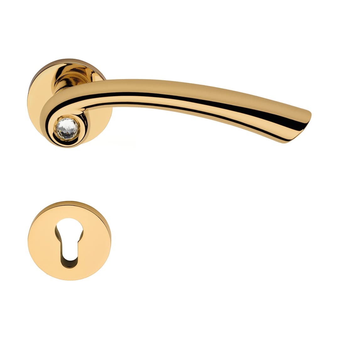 Linea Calì Nau Crystal – Πόμολο Πόρτας Ροζέτα – Door handle on reduced rose art.025 – Gold plated (1549 RB 025 OZ)