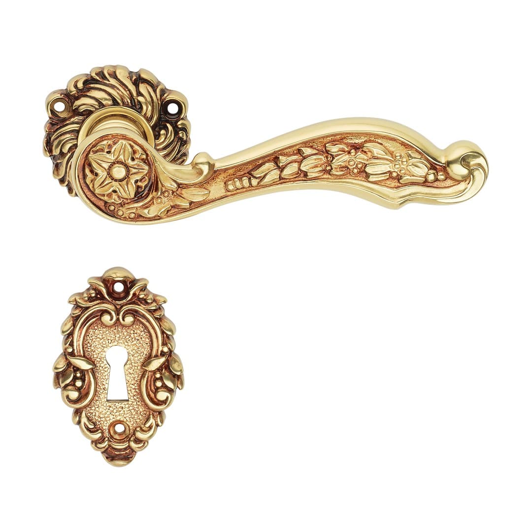 Linea Calì Jardin – Πόμολο Πόρτας Ροζέτα – Door handle on rose art.078 – French gold (1560 RB 078 OF)