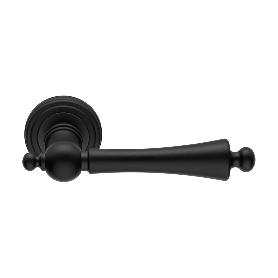 Linea Calì Heidi – Πόμολο Πόρτας Ροζέτα – Door handle on rose art.011 – Matt black RAL 9005 (1665 RB 011 VE)