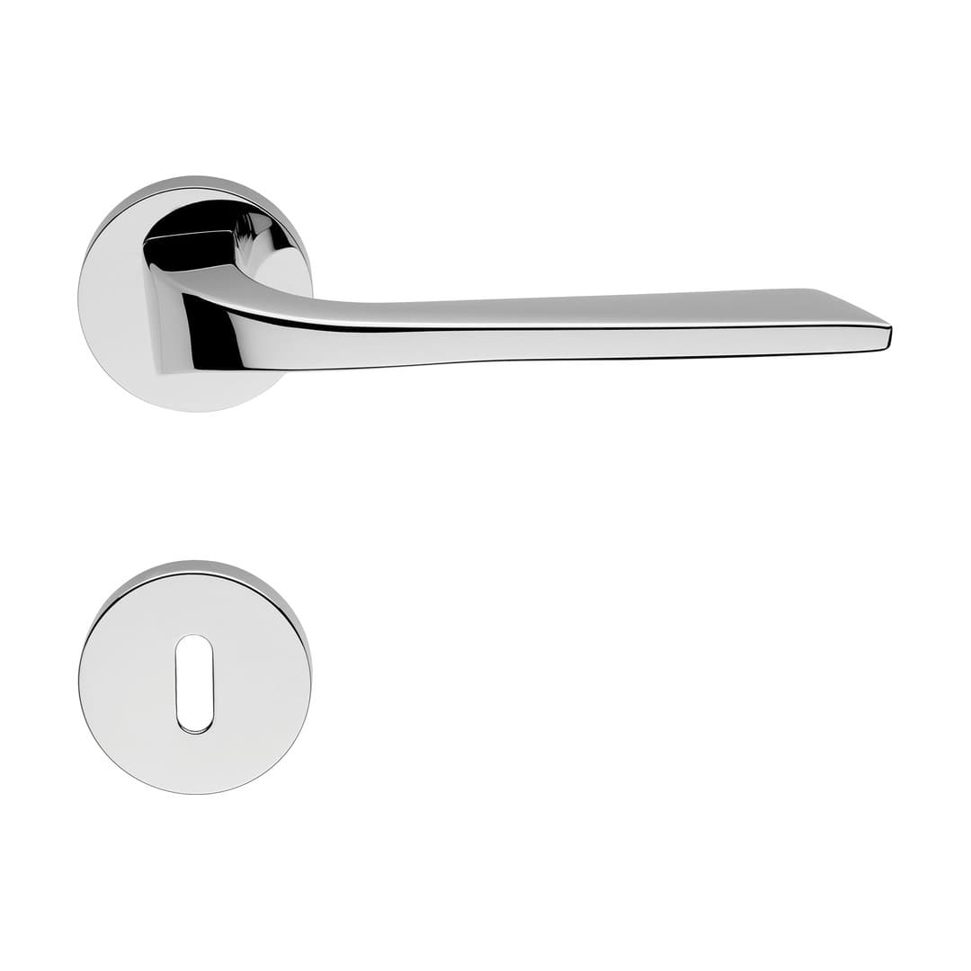 Linea Calì Living – Πόμολο Πόρτας Ροζέτα – Door handle on rose art.023 – Polished chrome (1690 RB 023 CR)