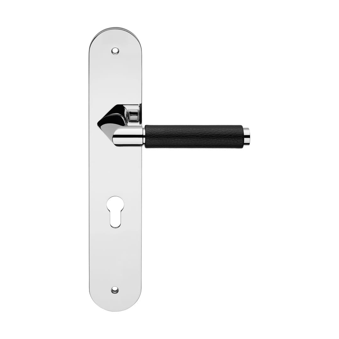 Linea Calì Grip Pelle – Πόμολο Πόρτας Πλάκα – Door handle on plate art.1595 – Polished chrome (1711 PL CR)