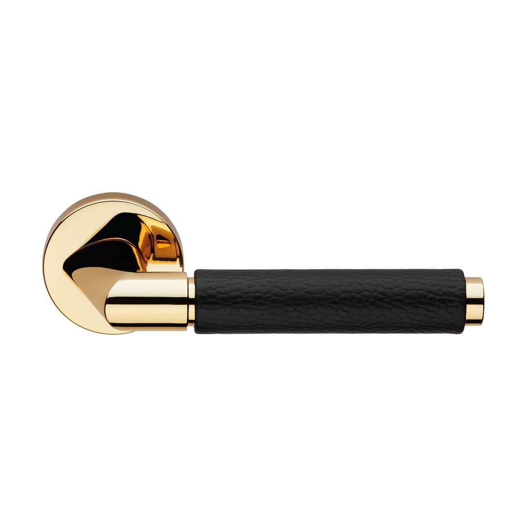 Linea Calì Grip Pelle – Πόμολο Πόρτας Ροζέτα – Door handle on rose art.023 – Gold plated (1711 RB 023 OZ)