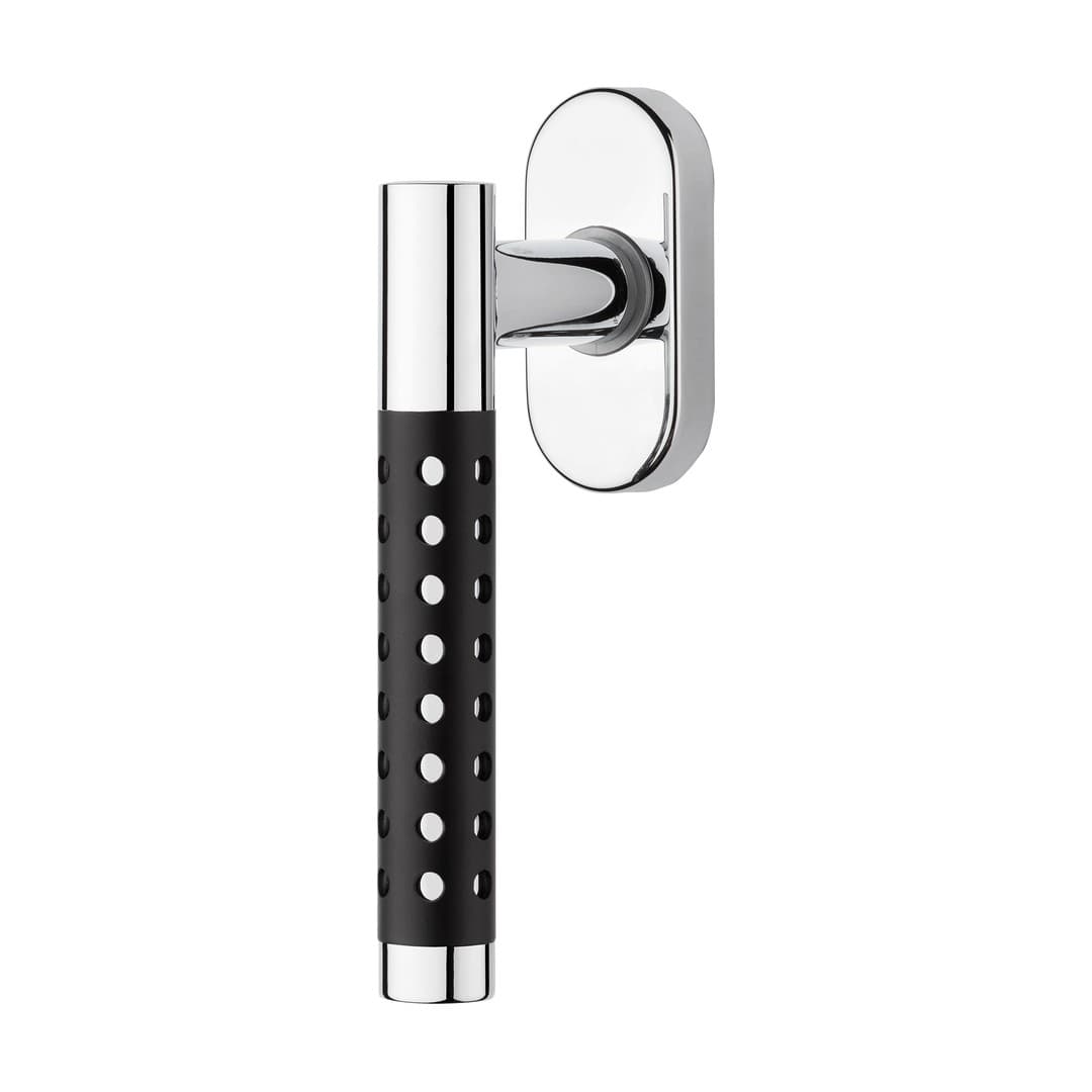 Linea Calì Cavity – Πόμολο Παραθύρου – Window handle with DK movement 4 clicks – Polished chrome + matt black RAL 9005 (1726 DK CE)