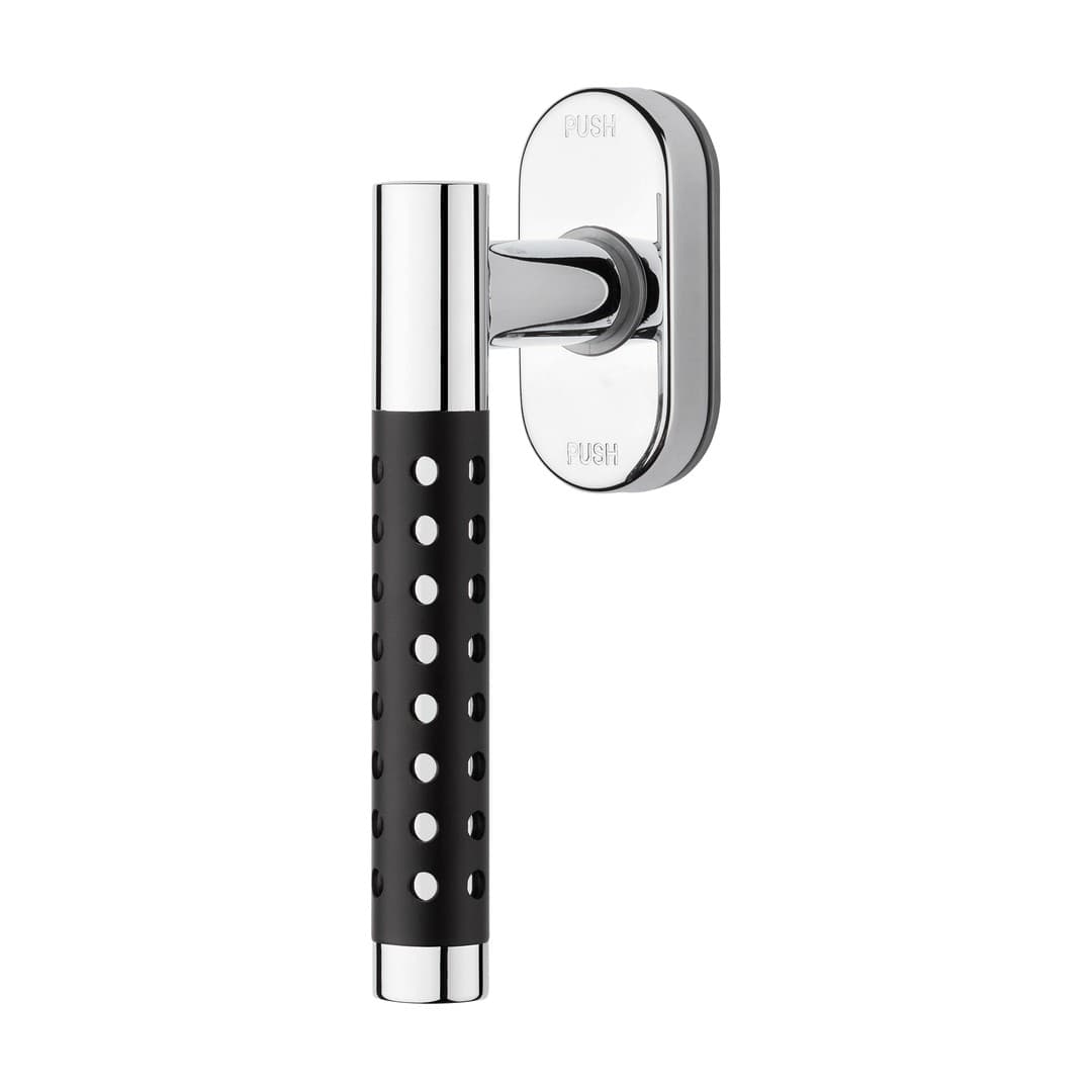 Linea Calì Cavity – Πόμολο Παραθύρου – Window handle with DK SmartBlock movement – Polished chrome + matt black RAL 9005 (1726 SK CE)