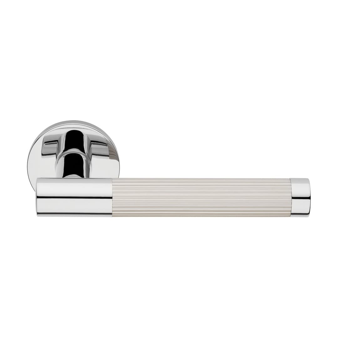 Linea Calì Jenny – Πόμολο Πόρτας Ροζέτα – Door handle on reduced rose art.025 – Polished chrome + Satin nickel (1730 RB 025 CN)