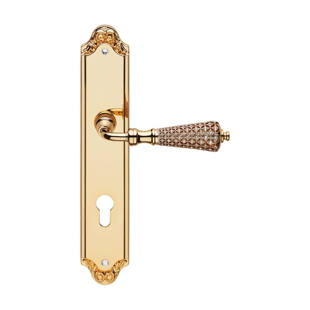 Linea Calì Sogno – Πόμολο Πόρτας Πλάκα – Door handle on plate art.1390 – Gold plated (1740 PL OZ)