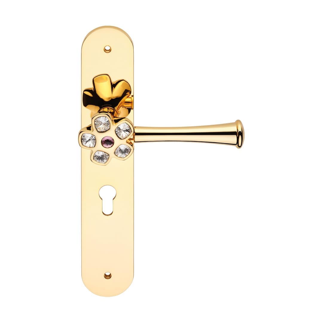 Linea Calì Flory – Πόμολο Πόρτας Πλάκα – Door handle on plate art.1595 – Gold plated (1747 PL OZ)