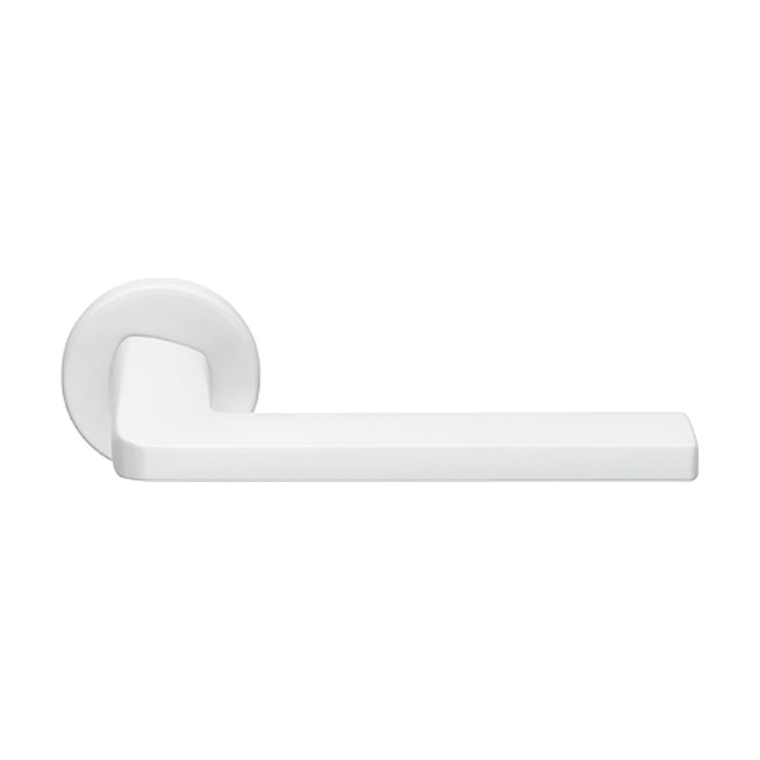 Linea Calì Axis Zincral – Πόμολο Πόρτας Ροζέτα – Door handle on rose art.027 – Matt white RAL 9016 (419 RB 027 BA)