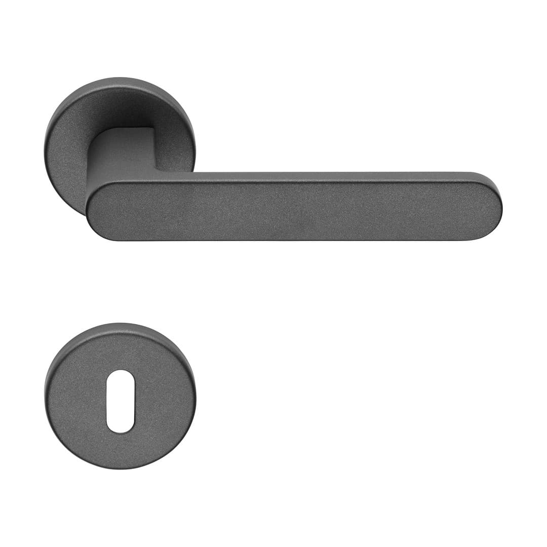 Linea Calì Lola Zincral – Πόμολο Πόρτας Ροζέτα – Door handle on rose art.027 – Satin anthracite (428 RB 027 AS)