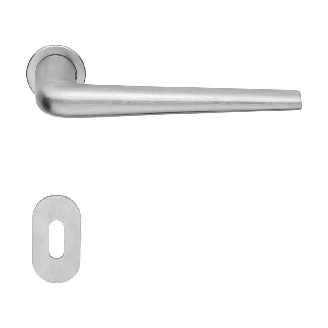 Linea Calì Brixia Zincral – Πόμολο Πόρτας Ροζέτα – Door handle on Minimal rose – Satin chrome (479 RB 085 CS)