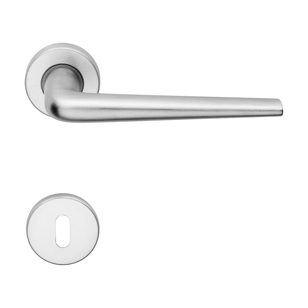 Linea Calì Brixia Zincral – Πόμολο Πόρτας Ροζέτα – Door handle on rose art.101 45 mm – Satin chrome (479 RB 101 45 CS)