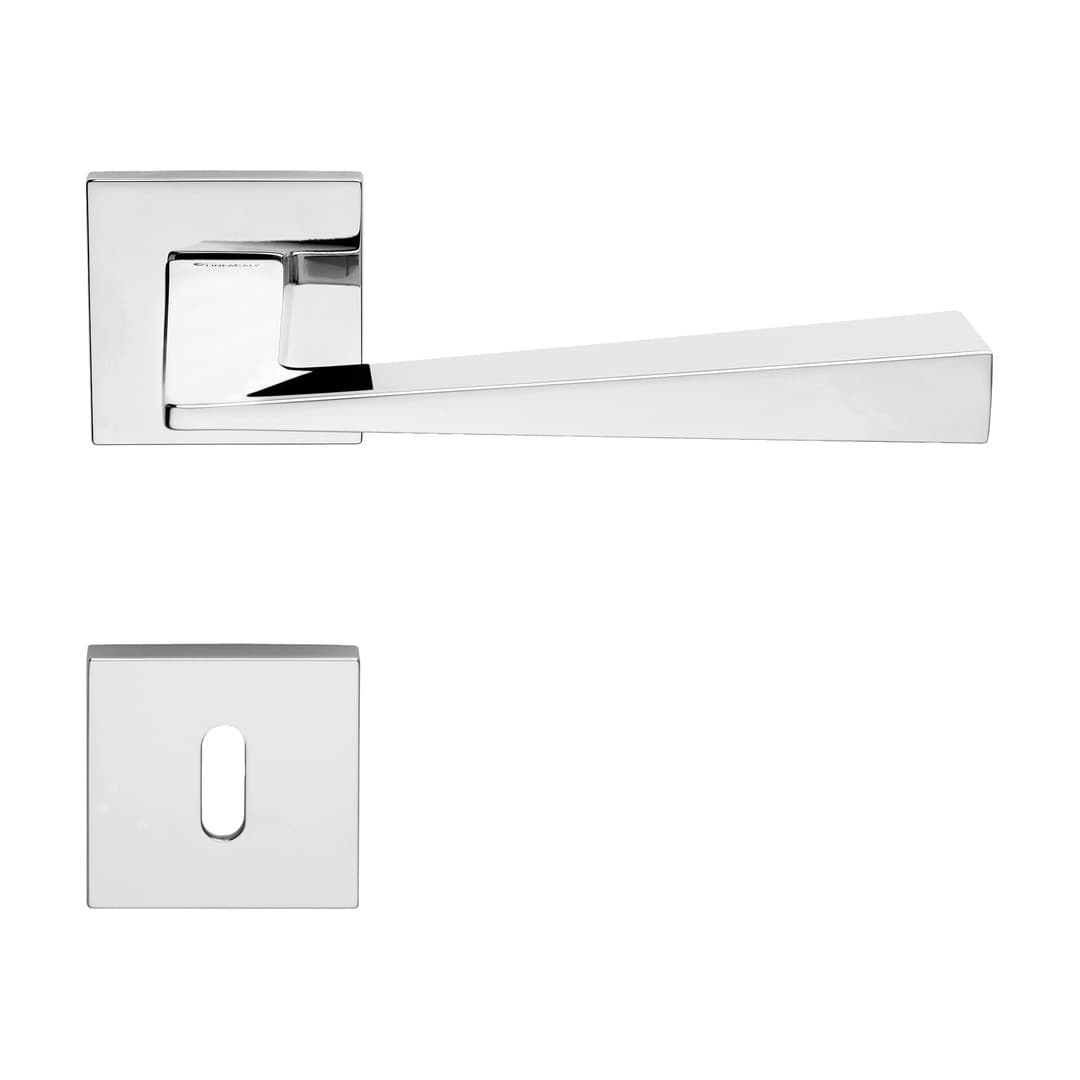 Linea Calì Conica Zincral – Πόμολο Πόρτας Ροζέτα – Door handle on reduced rose art.024 – Polished chrome (486 RB 024 CR)