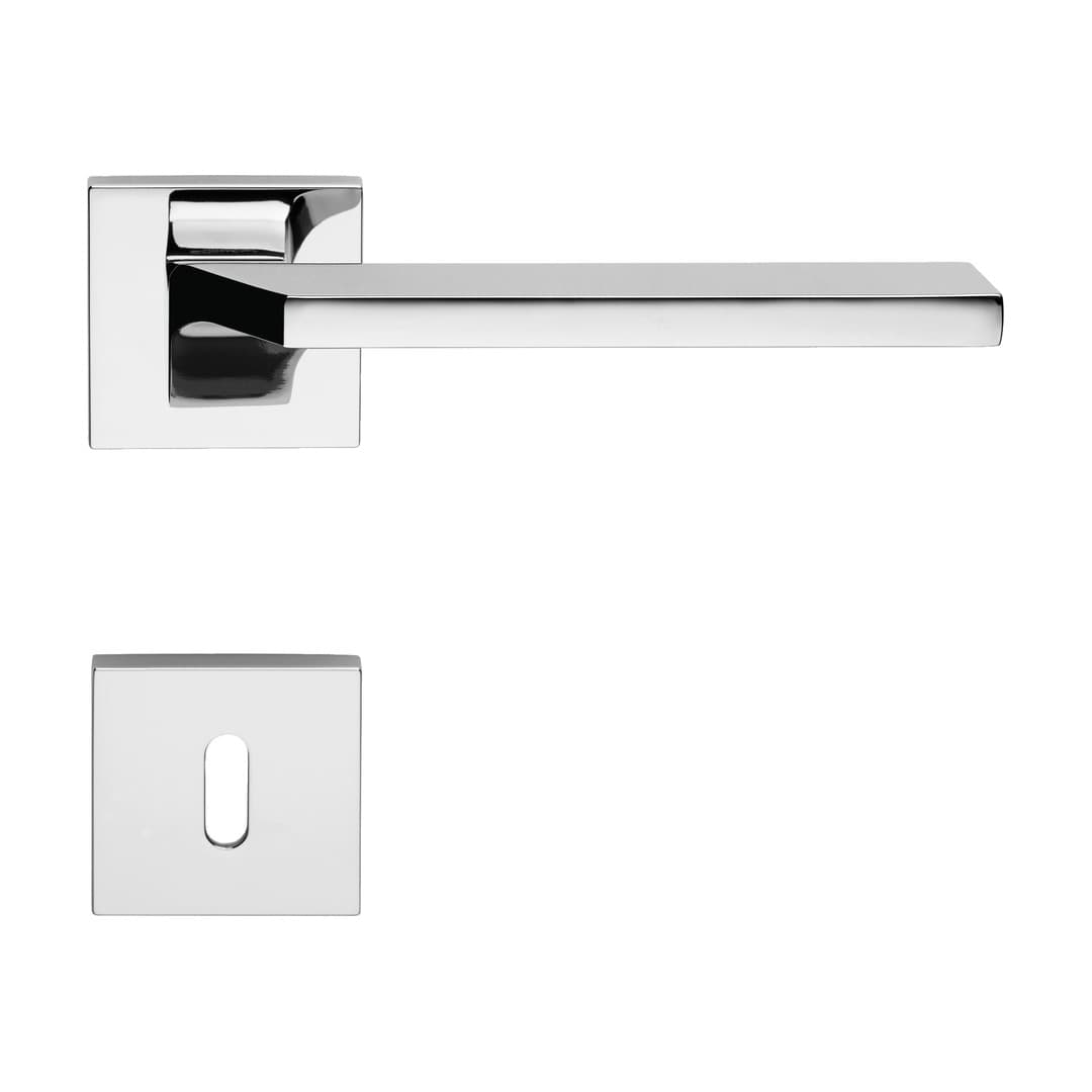 Linea Calì Giro Zincral – Πόμολο Πόρτας Ροζέτα – Door handle on reduced rose art.024 – Polished chrome (487 RB 024 CR)