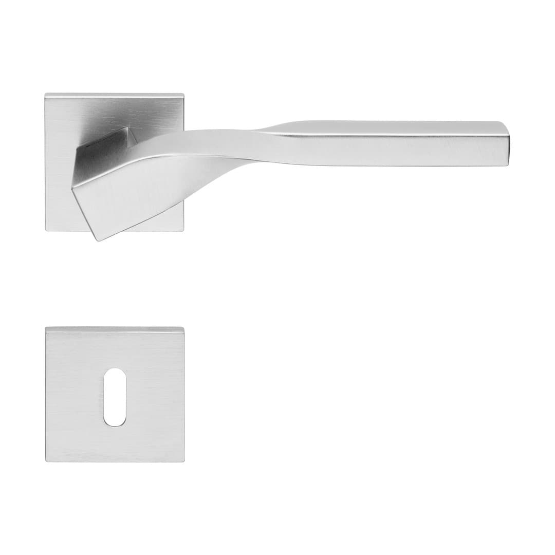 Linea Calì Twist Zincral – Πόμολο Πόρτας Ροζέτα – Door handle on reduced rose art.024 – Satin chrome (489 RB 024 CS)
