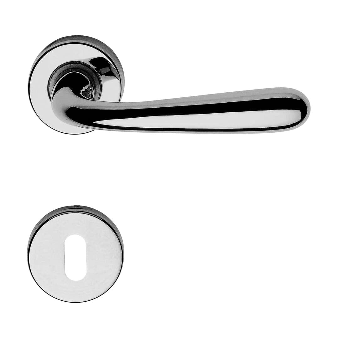 Linea Calì Garda Zincral – Πόμολο Πόρτας Ροζέτα – Door handle on rose art.101 45 mm – Polished chrome (498 RB 101 45 CR)
