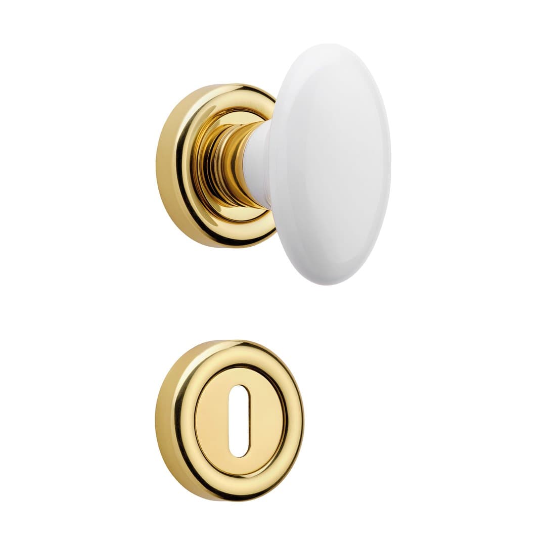Linea Calì Flavia – Πόμολο Πόρτας Ροζέτα – Door handle on roses art.103 – Painted polished brass (685 RB 103 OL)