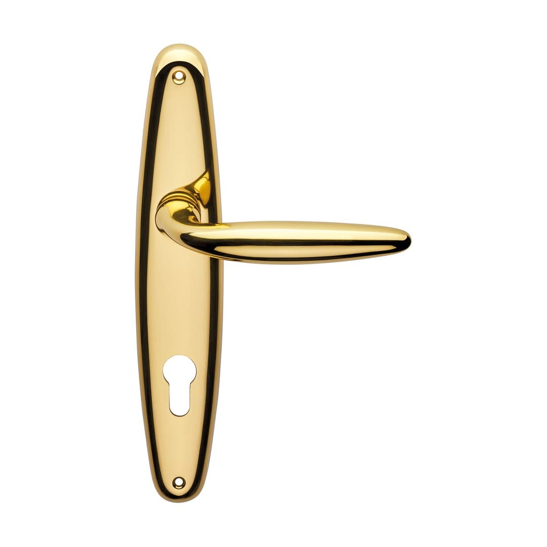 Linea Calì Kuba – Πόμολο Πόρτας Πλάκα – Door handle on plate art.810 – Painted polished brass (930 PL OL)