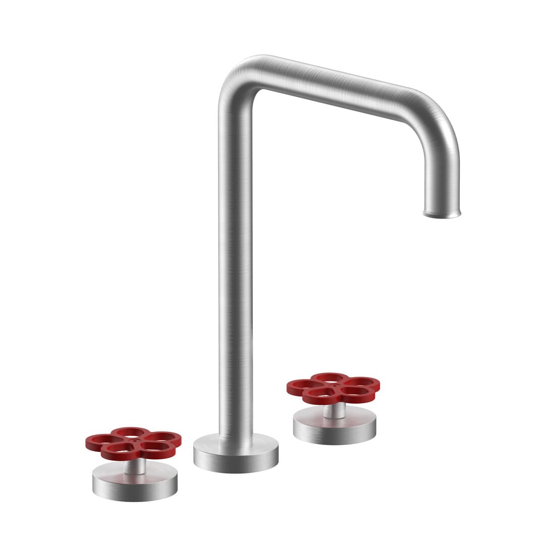 Fantini AW/PIPE – Μπαταρία Νιπτήρα – Brushed Stainless Steel - Red (20O9T407WO9)