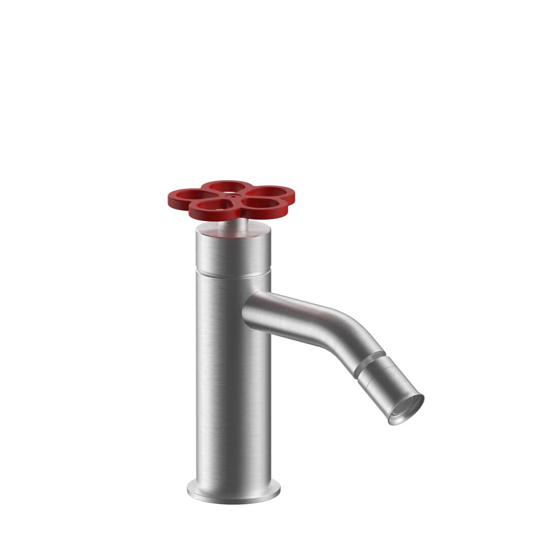 Fantini AW/PIPE – Μπαταρία Μπιντέ – Brushed Stainless Steel - Red (20O9T508WFO9)