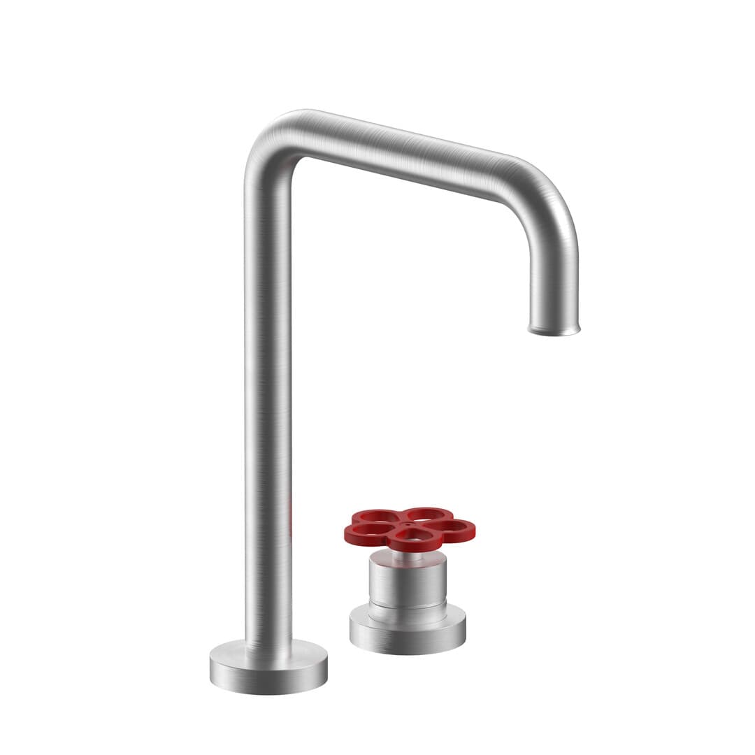 Fantini AW/PIPE – Μπαταρία Νιπτήρα – Brushed Stainless Steel - Red (20O9T607WO9)