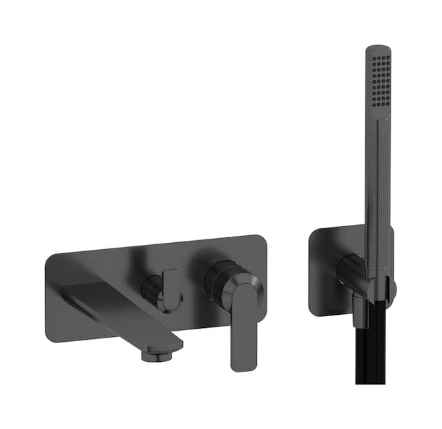 IB Rubinetterie C-67 – Μπαταρία Μπανιέρας Τοίχου – Brushed Black Chrome (C6498CS)