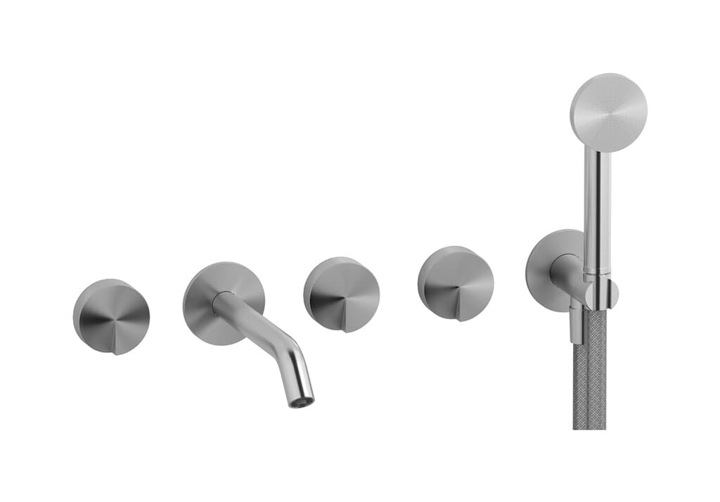 IB Rubinetterie Cake – Μπαταρία Μπανιέρας Τοίχου – Brushed Stainless Steel (CA398SA)