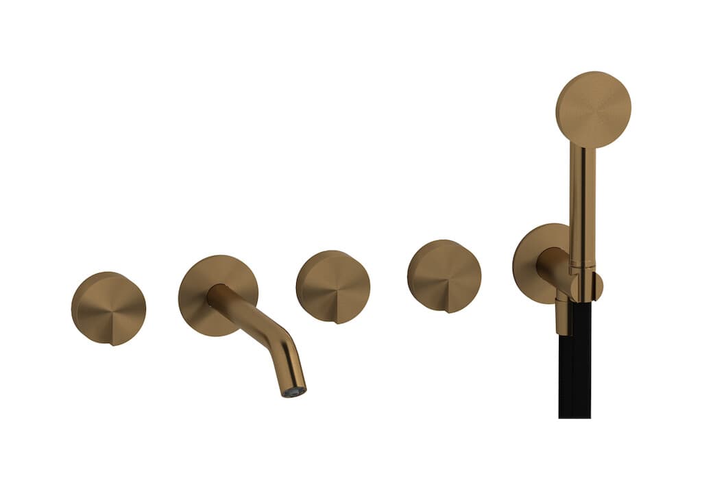 IB Rubinetterie Cake – Μπαταρία Μπανιέρας Τοίχου – Brushed Warm Bronze (CA398WB)
