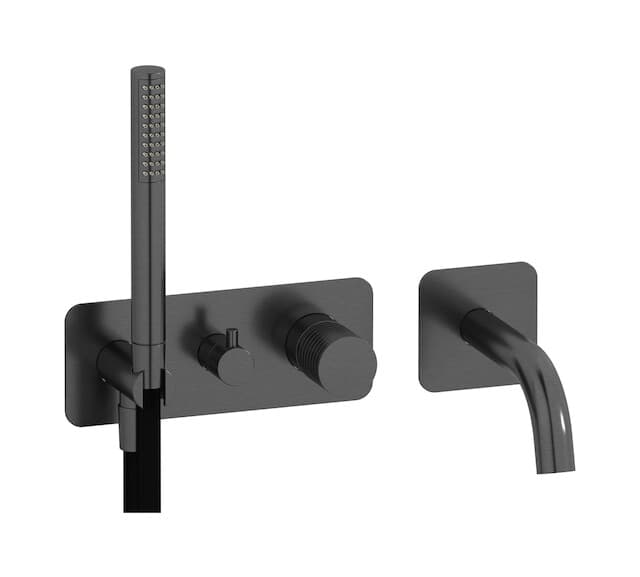 IB Rubinetterie Gatsby – Μπαταρία Μπανιέρας Τοίχου – Brushed Black Chrome (GA398CS)