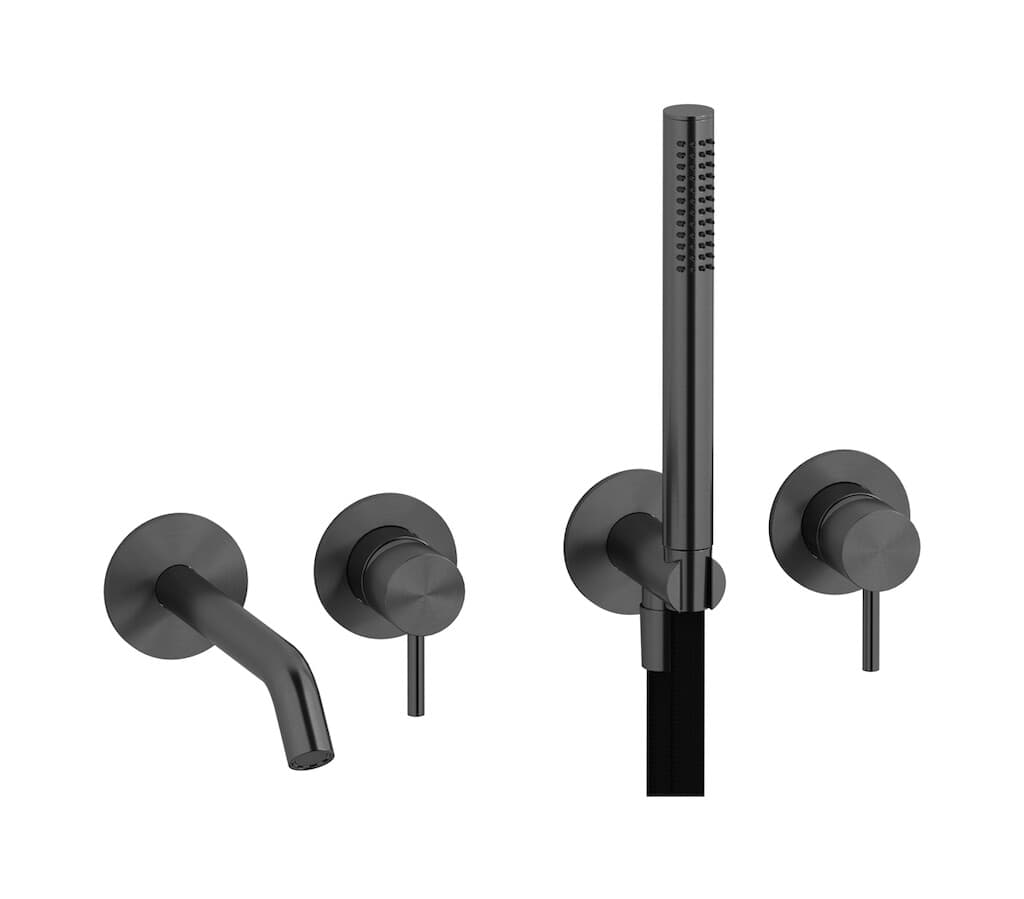 IB Rubinetterie M316 – Μπαταρία Μπανιέρας Τοίχου – Brushed Black Metal (M3398BM)