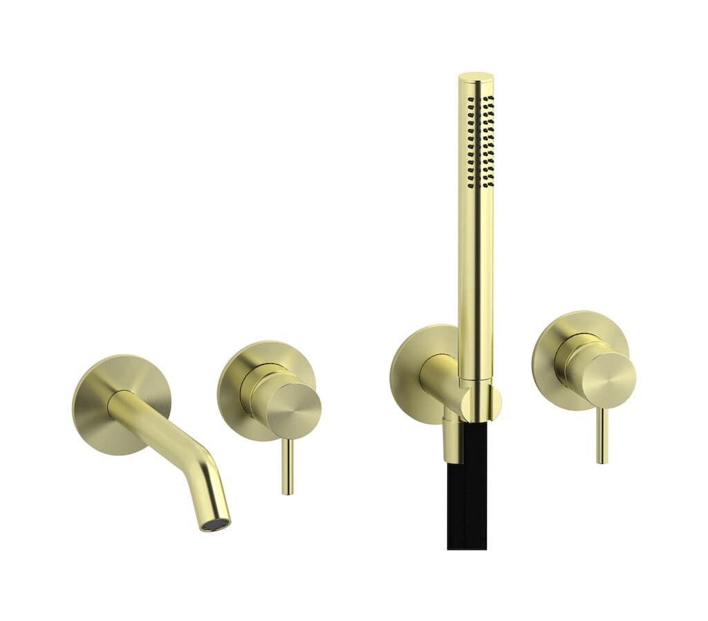 IB Rubinetterie M316 – Μπαταρία Μπανιέρας Τοίχου – Brushed Warm Brass (M3398WA)