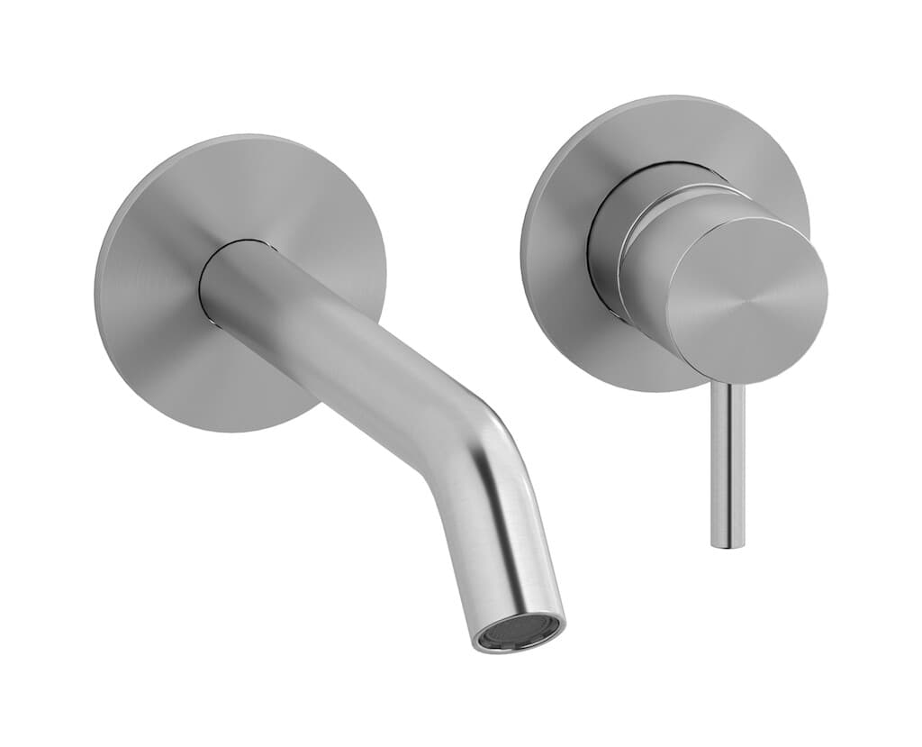 IB Rubinetterie M316 – Μπαταρία Νιπτήρα Τοίχου – Brushed Stainless Steel (M3406SA)