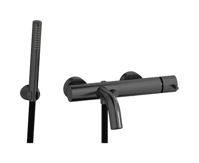 IB Rubinetterie MilanoTorino – Μπαταρία Μπανιέρας Τοίχου – Brushed Black Chrome (MT250CS)