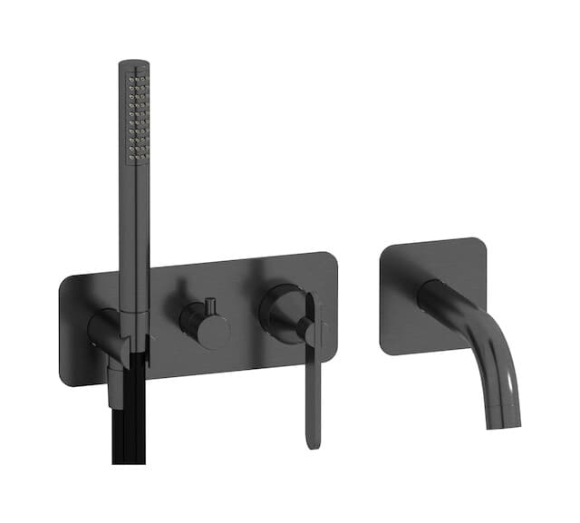 IB Rubinetterie Soho – Μπαταρία Μπανιέρας Τοίχου – Brushed Black Chrome (OH398CS)