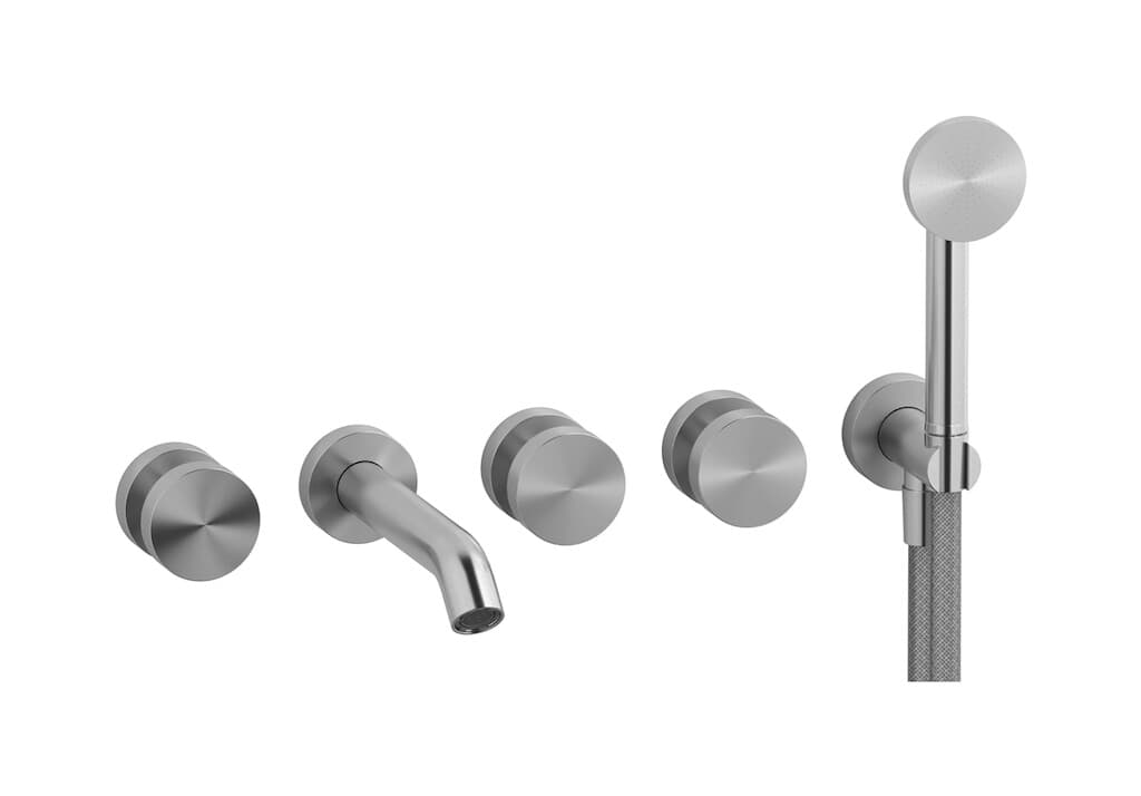 IB Rubinetterie Totem – Μπαταρία Μπανιέρας Τοίχου – Brushed Stainless Steel (TO398SA)
