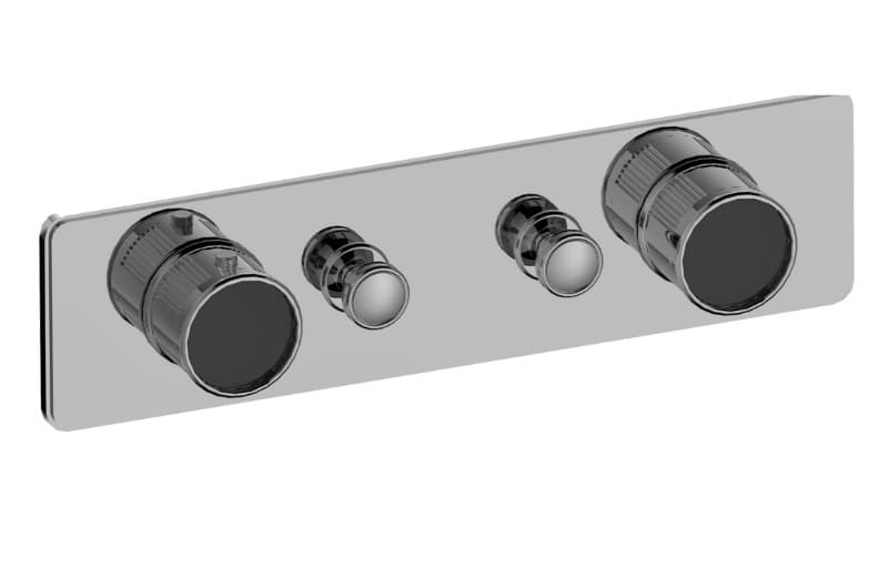 Graff RIVA – Trim Εντοιχισμού Ντους – Traditional 2-button Split Knob Fluted Knurl Horizontal (E-18012HADF-T)