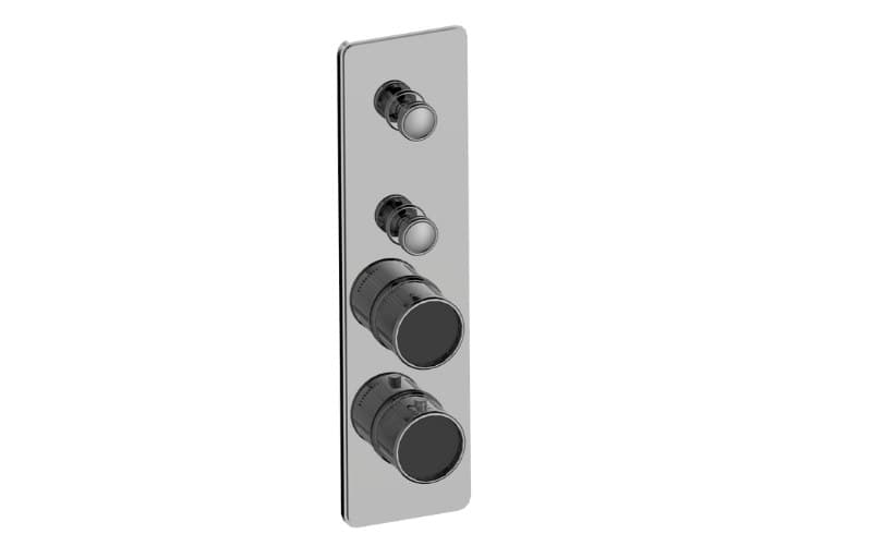 Graff RIVA – Trim Εντοιχισμού Ντους – Traditional 2-button Paired Knob Fluted Knurl Vertical (E-18012VBF-T)