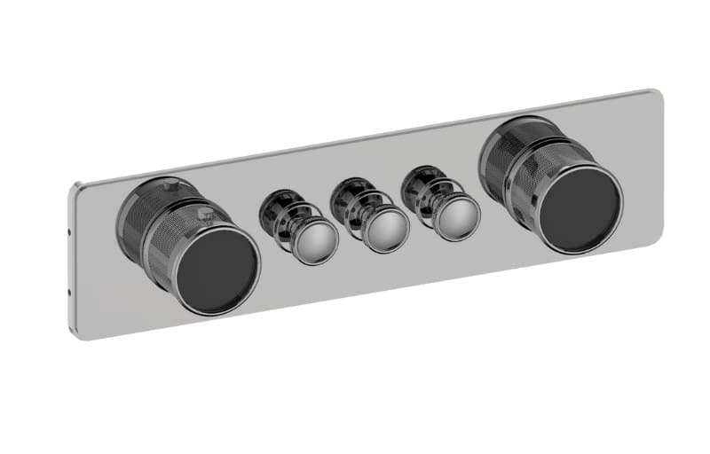 Graff RIVA – Trim Εντοιχισμού Ντους – Traditional 3-button Split Knob Diamond Knurl Horizontal (E-18013HAD-T)