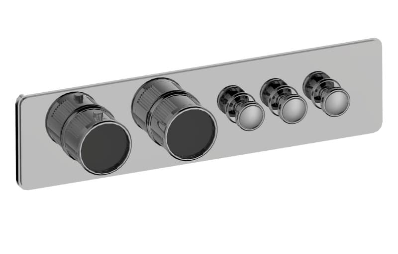 Graff RIVA – Trim Εντοιχισμού Ντους – Traditional 3-button Paired Knob Fluted Knurl Horizontal (E-18013HBF-T)