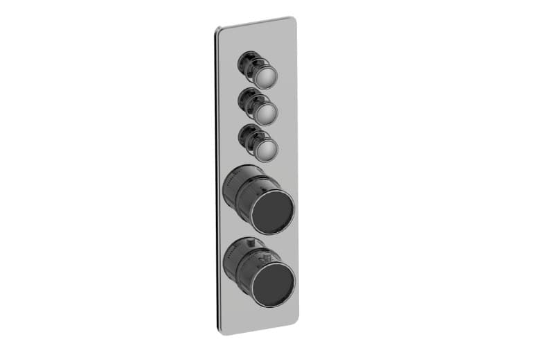 Graff RIVA – Trim Εντοιχισμού Ντους – Traditional 3-button Paired Knob Fluted Knurl Vertical (E-18013VBF-T)