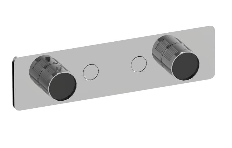 Graff RIVA – Trim Εντοιχισμού Ντους – Contemporary 2-button Split Knob Fluted Knurl Horizontal (E-18022HAF-T)