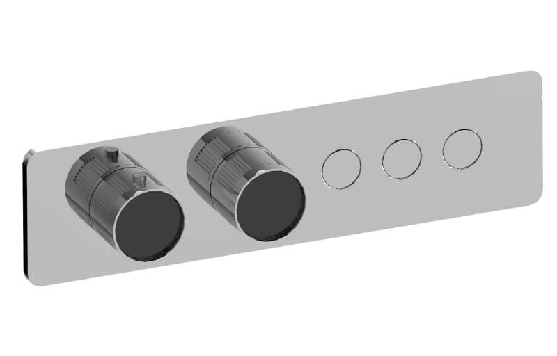 Graff RIVA – Trim Εντοιχισμού Ντους – Contemporary 3-button Paired Knob Fluted Knurl Horizontal (E-18023HBF-T)