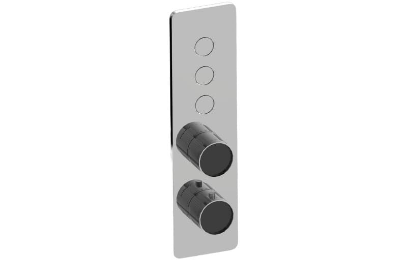 Graff RIVA – Trim Εντοιχισμού Ντους – Contemporary 3-button Paired Knob Fluted Knurl Vertical (E-18023VBF-T)
